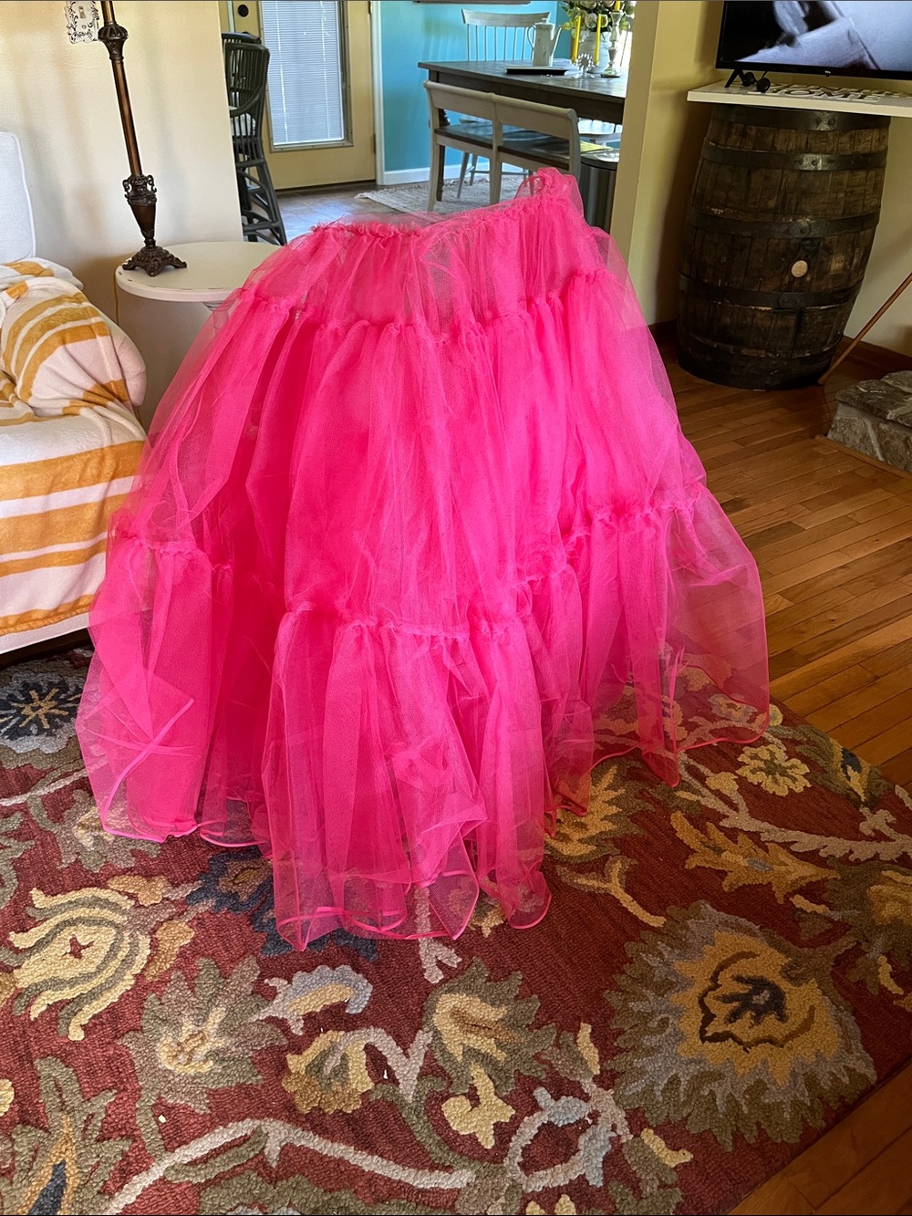 Source Unknown Hot Pink Tiered Tulle Maxi Skirt layer